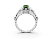 Emerald Cut Vintage Milgrain Engagement Ring Setting for a Fancy Green Lab-Grown Diamond | Hidden Halo | Platinum