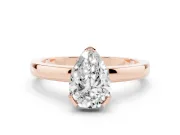 Pear Cut Diamond Solitaire Ring Set in Rose gold with Prong Head and Smooth Polished Band