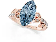 Marquise Leaf Pavé Engagement Ring Setting for a Fancy Blue Lab-Grown Diamond | Rose Gold