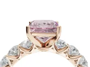 Princess Cut Side Stone Engagement Ring Setting for a Fancy Pink Lab-Grown Diamond | Scalloped Prong Accents | Rose Gold