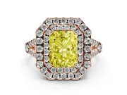 Radiant Cut Halo Split Shank Engagement Ring Setting for a Fancy Yellow Lab-Grown Diamond | Pavé Strands | Rose Gold