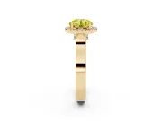 Round Halo Engagement Ring Setting for a Fancy Yellow Lab-Grown Diamond | Pavé Panel Shoulders | Yellow Gold