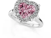 Heart-Shaped Claw Corner Halo Engagement Ring Setting for a Fancy Pink Lab-Grown Diamond | Plain Band | Sterling Silver