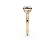 Emerald Cut Hidden Halo Three Stone Engagement Ring Setting for a Fancy Yellow Lab-Grown Diamond | Yellow Gold