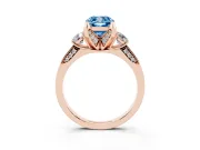 Cushion Cut Hidden Halo Three Stone Engagement Ring Setting for a Fancy Blue Lab-Grown Diamond | Rose Gold