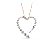 Round Lab-Grown Diamond Open Heart Pendant Necklace | Stone Outline | Rose Gold