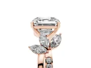 Asscher Cut Floral Vine Engagement Ring Setting | Rose Gold