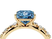 Princess Cut Graduated Solitaire Engagement Ring Setting for a Fancy Blue Lab-Grown Diamond | Yellow Gold