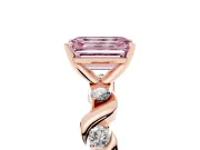 Emerald Cut Twisted Engagement Ring Setting for a Fancy Pink Lab-Grown Diamond | Rose Gold