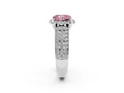 Radiant Cut Pavé Engagement Ring Setting for a Fancy Pink Lab-Grown Diamond | Wide Three-Row Band | White Gold