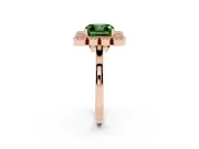 Asscher Cut Milgrain Cluster Halo Engagement Ring Setting for a Fancy Green Lab-Grown Diamond | Plain Band | Rose Gold