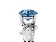 Round Twisted Pavé Engagement Ring Setting for a Fancy Blue Lab-Grown Diamond | Pavé and Plain Strands | Platinum