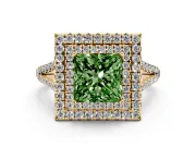 Princess Cut Halo Engagement Ring Setting for a Fancy Green Lab-Grown Diamond | Yellow Gold - Design NV-24799