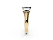 Fancy Black Emerald Cut Diamond Three-Stone Ring Set in Yellow gold with Plain Polished Band