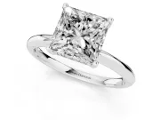 Princess Cut Micro-Prong Hidden Halo Engagement Ring Setting | Plain Band | Platinum