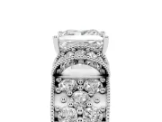 Princess Cut Vintage Milgrain Pave Engagement Ring Setting | Crescent Side Rows | Platinum