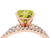 Fancy Yellow Princess Cut Diamond Solitaire Twist Band Ring Set in Rose gold with Pavé Setting and Prong Head
