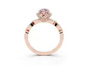 Marquise Milgrain Halo Engagement Ring Setting for a Fancy Pink Lab-Grown Diamond | Graduated Shoulders | Rose Gold