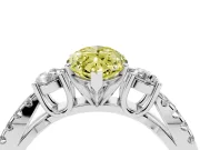Fancy Yellow Marquise Cut Diamond Three-Stone Ring Set in Silver with Pavé Split Shank and Prong Setting