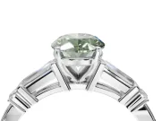 Oval Tapered Baguette Engagement Ring Setting for a Fancy Green Lab-Grown Diamond | White Gold