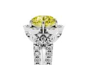 Round Petal Frame Floral Halo Engagement Ring Setting for a Fancy Yellow Lab-Grown Diamond | Pavé Split Shank | Platinum