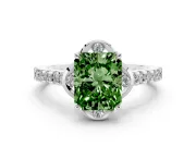 Radiant Cut Floral Petal Engagement Ring Setting for a Fancy Green Lab-Grown Diamond | Petal Accents | Platinum