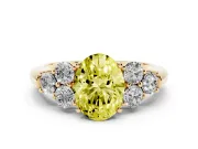 Oval Side Stone Engagement Ring Setting for a Fancy Yellow Lab-Grown Diamond | Yellow Gold