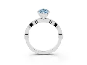 Fancy Blue Marquise Cut Diamond Solitaire Engagement Ring Set in Platinum with Milgrain Bezel Accent Band