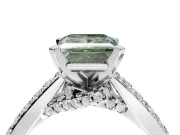 Princess Cut Pavé Solitaire Engagement Ring Setting for a Fancy Green Lab-Grown Diamond | Crossover Gallery | Platinum