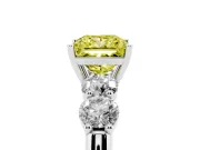 Princess Cut Five Stone Engagement Ring Setting for a Fancy Yellow Lab-Grown Diamond | Plain Band | Sterling Silver