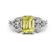 Emerald Cut Cluster Side Stone Engagement Ring Setting for a Fancy Yellow Lab-Grown Diamond | Plain Band | White Gold