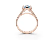Fancy Blue Marquise Cut Diamond Pavé Split Shank Solitaire Ring Set in Rose gold with Prong Setting