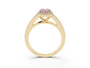 Oval Split Shank Halo Engagement Ring Setting for a Fancy Pink Lab-Grown Diamond | Yellow Gold