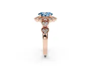 Oval Scalloped Halo Engagement Ring Setting for a Fancy Blue Lab-Grown Diamond | Heart Pavé Band | Rose Gold