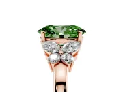 Fancy Green Oval Cut Diamond Solitaire Floral Ring Set in Rose gold with Marquise Petals and Prong Setting