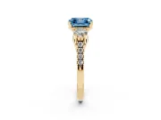 Asscher Cut Three-Stone Engagement Ring Setting for a Fancy Blue Lab-Grown Diamond | Yellow Gold