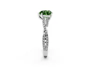 Fancy Green Heart Cut Diamond Solitaire Engagement Ring Set in Silver with Twisted Pavé Band and Prong Setting