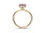 Asscher Cut Hidden Halo Ring Setting for a Fancy Pink Lab-Grown Diamond | Yellow Gold