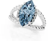 Fancy Blue Marquise Cut Diamond Halo Ring Set in White gold with Twisted Band and Prong Setting