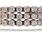 Round Lab-Grown Diamond Three-Row Tennis Bracelet | Claw Prong Cups | Rose Gold
