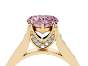 Heart-Shaped Graduated Pavé Engagement Ring Setting for a Fancy Pink Lab-Grown Diamond | Yellow Gold
