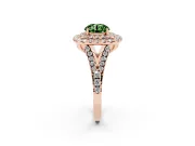 Round Halo Split Shank Engagement Ring Setting for a Fancy Green Lab-Grown Diamond | Pavé Strands | Rose Gold