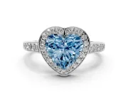 Heart-Shaped Framed Halo Engagement Ring Setting for a Fancy Blue Lab-Grown Diamond | White Gold