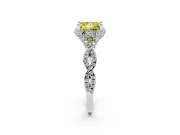 Princess Cut Milgrain Halo Engagement Ring Setting for a Fancy Yellow Lab-Grown Diamond | Graduated Shoulders | Platinum