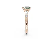 Heart-Shaped Tapered Baguette Engagement Ring Setting for a Fancy Green Lab-Grown Diamond | Bar Set Sides | Rose Gold