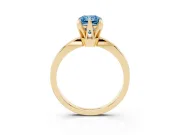 Fancy Blue Radiant Cut Diamond Solitaire Engagement Ring Set in Yellow gold with Slim Tapered Solitaire Band