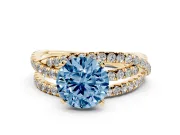 Round Twisted Pavé Engagement Ring Setting for a Fancy Blue Lab-Grown Diamond | Yellow Gold