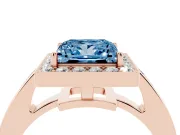Princess Cut Framed Halo Engagement Ring Setting for a Fancy Blue Lab-Grown Diamond | Rose Gold