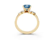 Princess Cut Floral Engagement Ring Setting for a Fancy Blue Lab-Grown Diamond | Marquise Side Stones | Yellow Gold