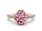 Round Floral Pavé Engagement Ring Setting for a Fancy Pink Lab-Grown Diamond | Rose Gold
